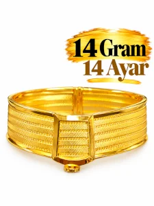 14  Ayar 5 Sıra Klasik Rize Hasır Kelepçe Bilezik (14 Gr)