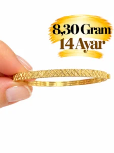 Ağaç Kabuğu  Kelepçe Bilezik 14 AYAR | Gram aralığı: 8,00 - 8,40 g
