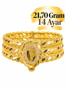 3'lü Burma Tuğra Kelepçe Bilezik 14 AYAR | Gram aralığı: 21,60 - 21,80 g