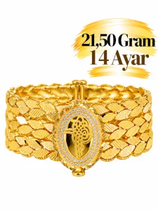 3'lü Başak Burma Tuğralı Kelepçe Altın Bilezik 14 AYAR | Gram aralığı: 21,40 - 21,60 g