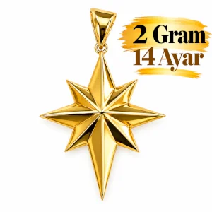 Kutup Yıldızı Kolye Ucu 14 AYAR | Gram aralığı: 1,80 - 2,05 g